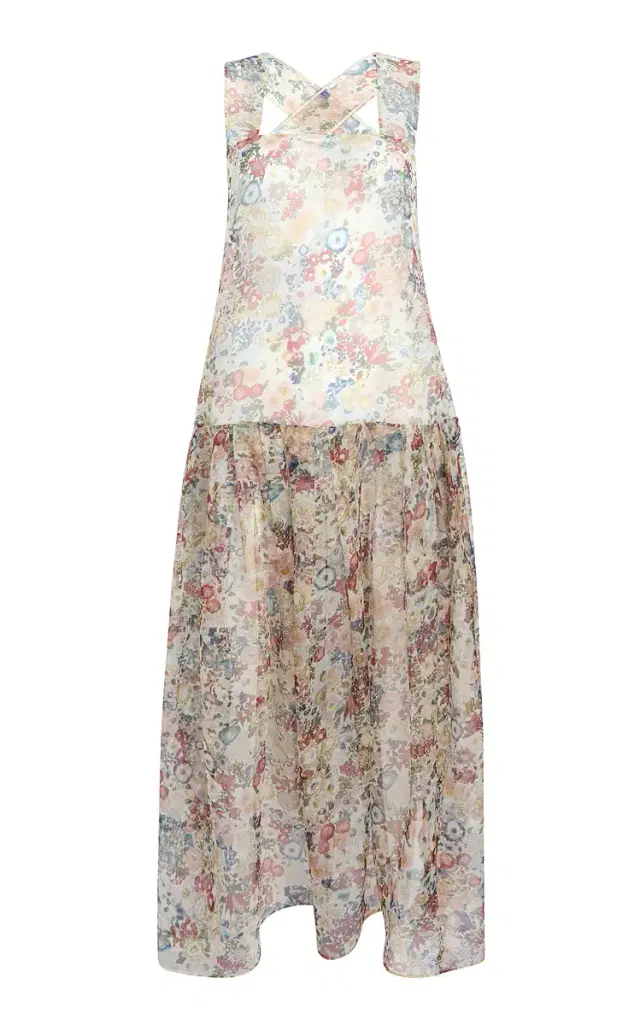 Amello Floral Silk-Organza Maxi Dress