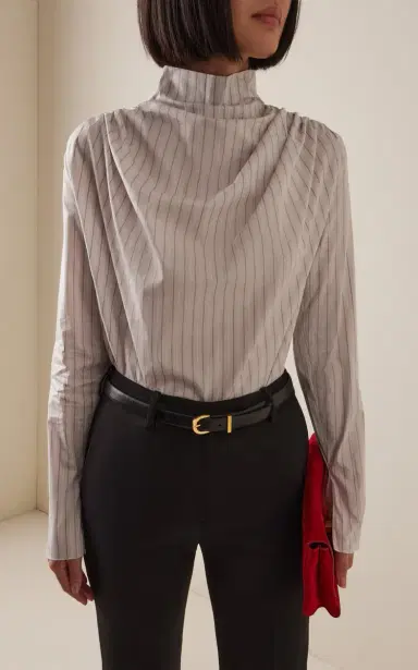 Kallmeyer Penelope Draped Striped Cotton Top | Thumbnail 3