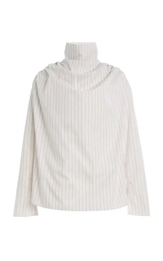 Penelope Draped Striped Cotton Top