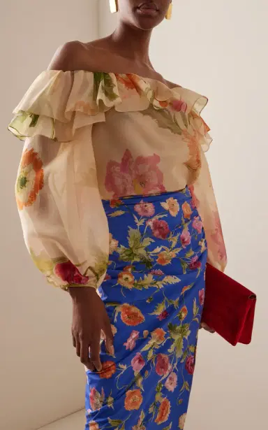 Carolina Herrera Ruched Silk Midi Skirt | Thumbnail 3 Carolina Herrera Ruched Silk Midi Skirt | Thumbnail 3