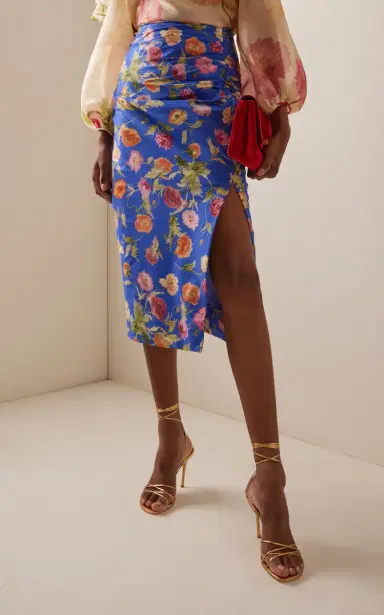 Carolina Herrera Ruched Silk Midi Skirt | Thumbnail 4 Carolina Herrera Ruched Silk Midi Skirt | Thumbnail 4