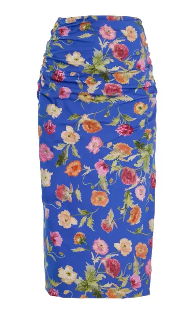Carolina Herrera Ruched Silk Midi Skirt | Thumbnail 1 Carolina Herrera Ruched Silk Midi Skirt | Thumbnail 1