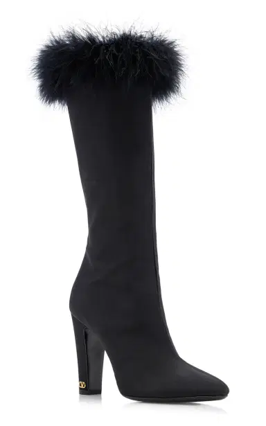 Valentino Garavani Hotty Feather-Trimmed Heeled Boots | Thumbnail 6