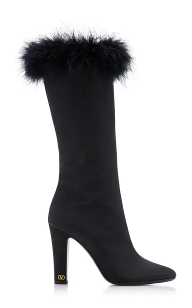 Valentino Garavani Hotty Feather-Trimmed Heeled Boots | Thumbnail 7