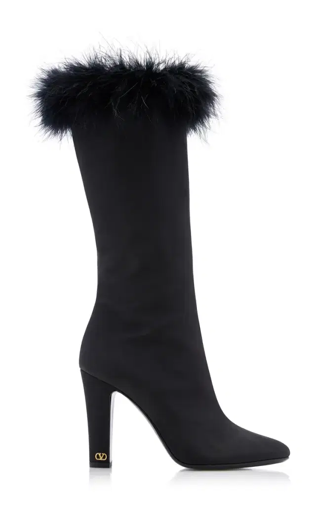 Valentino Garavani Hotty Feather-Trimmed Heeled Boots