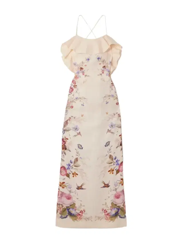 Patience Ruffled Printed Linen Midi Dress