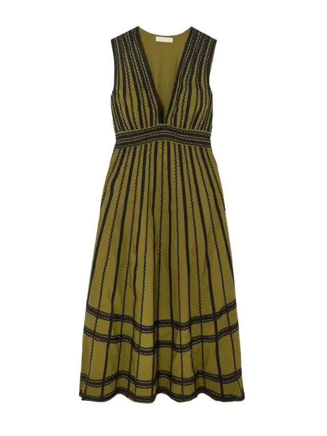 Palermo Ricrac And Grosgrain-trimmed Cotton-poplin Midi Dress