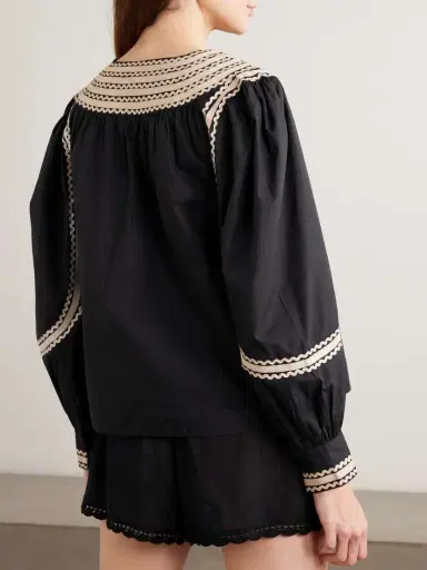 Ulla Johnson Laurenza Ricrac And Grosgrain-trimmed Cotton-poplin Blouse | Thumbnail 3 Ulla Johnson Laurenza Ricrac And Grosgrain-trimmed Cotton-poplin Blouse | Thumbnail 3