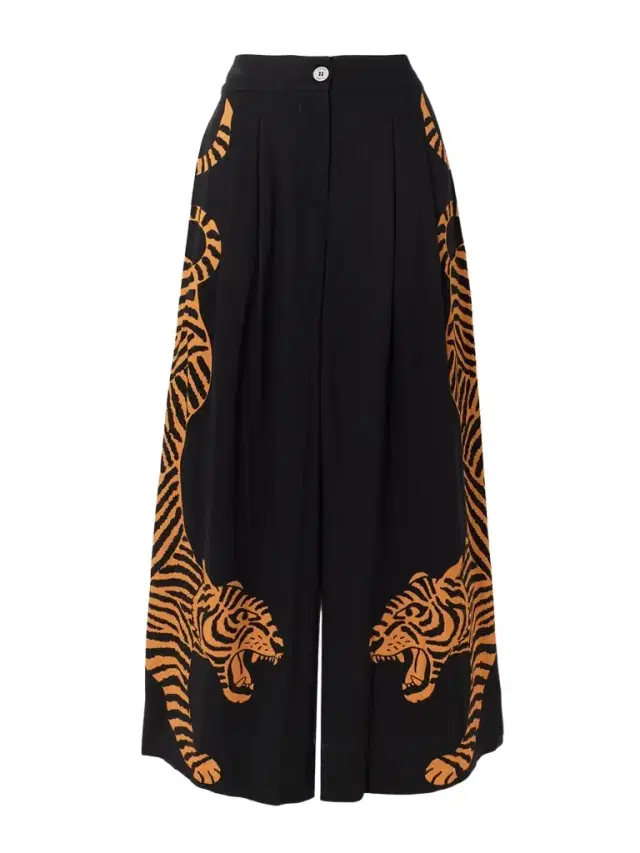 Printed Twill Wide-leg Pants