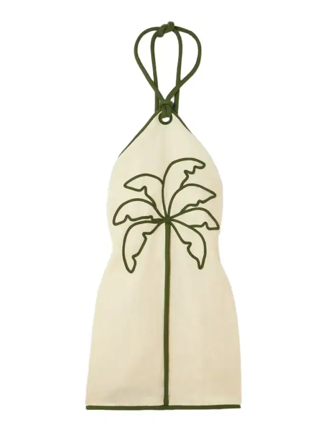 Appliquéd Linen Halterneck Mini Dress