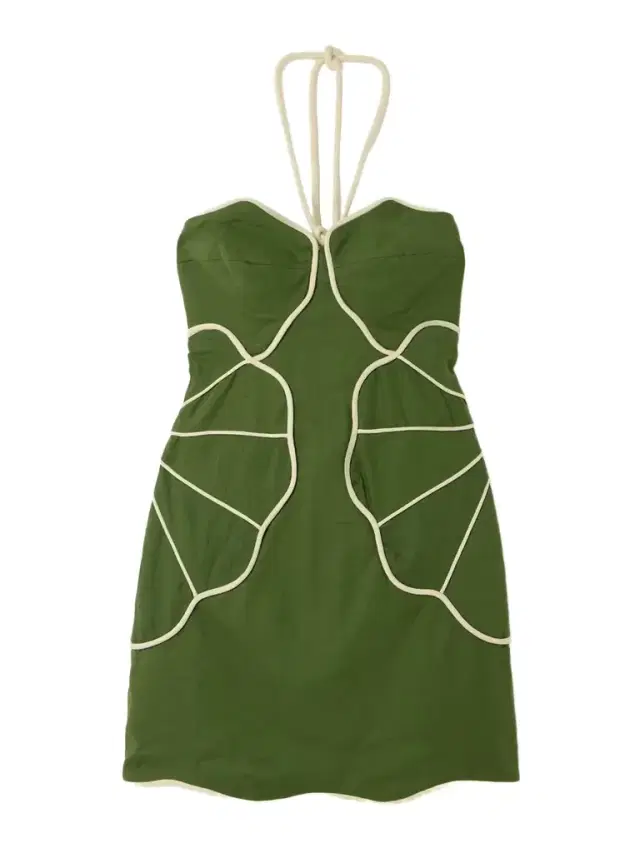 Appliquéd Linen-blend Halterneck Mini Dress