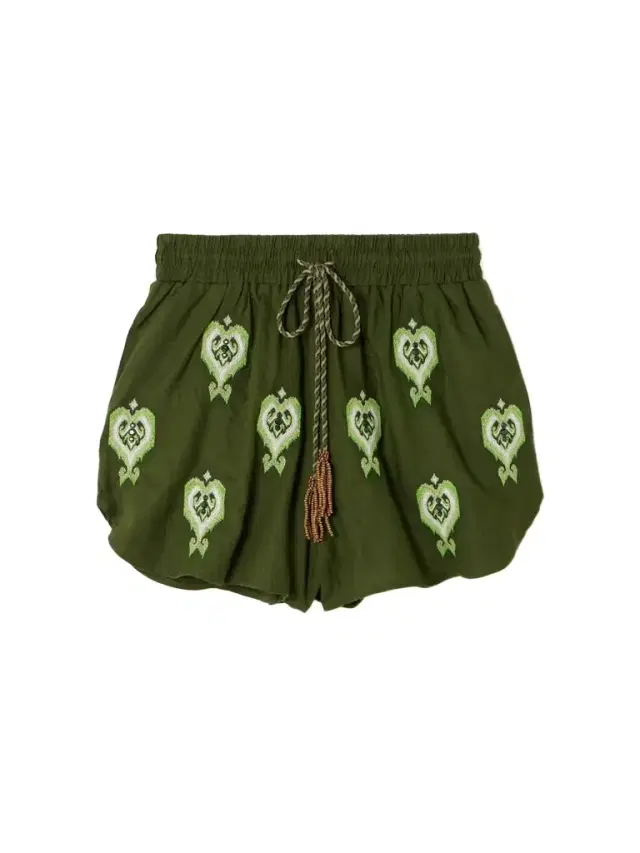 Embellished Embroidered Linen-blend Shorts