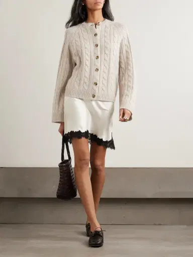 DÔEN Giulietta Lace-trimmed Silk-charmeuse Mini Skirt | Thumbnail 2