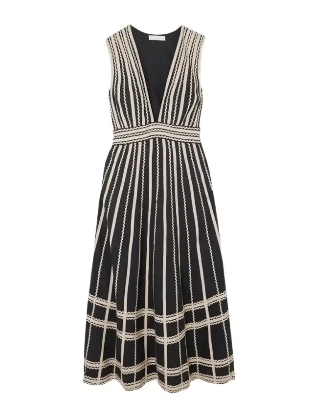 Palermo Ricrac And Grosgrain-trimmed Cotton-poplin Midi Dress