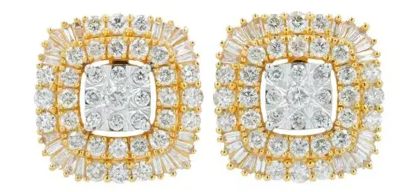 2.00ct Diamond 14K Gold Cluster Stud Earrings
