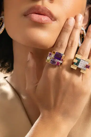 DAVID WEBB Amethyst Multi Stone Cubist Ring | Thumbnail 2