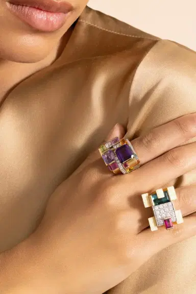 DAVID WEBB Amethyst Multi Stone Cubist Ring | Thumbnail 4