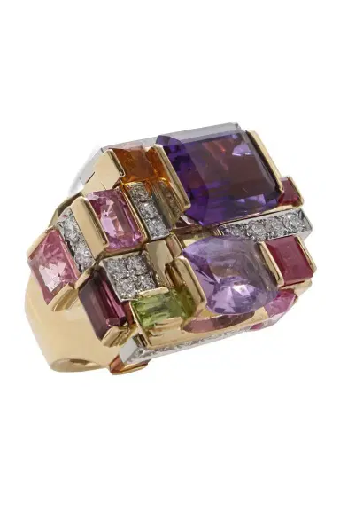 DAVID WEBB Amethyst Multi Stone Cubist Ring | Thumbnail 1