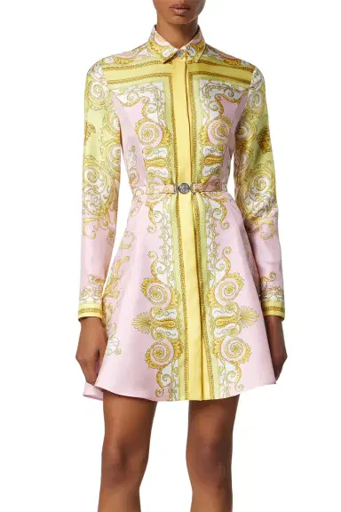 Versace Printed Mini Shirt Dress - Pale Yellow Rose | Thumbnail 2