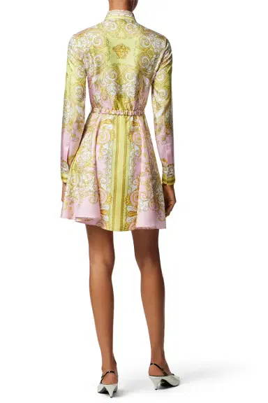 Versace Printed Mini Shirt Dress - Pale Yellow Rose | Thumbnail 3