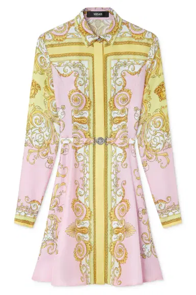 Versace Printed Mini Shirt Dress - Pale Yellow Rose | Thumbnail 1