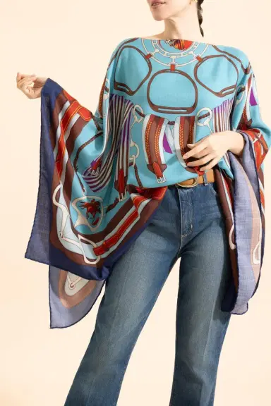 RANI ARABELLA Printed Poncho | Thumbnail 2