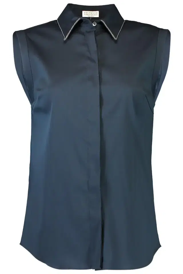 Brunello Cucinelli Sleeveless Monili Trim Blouse