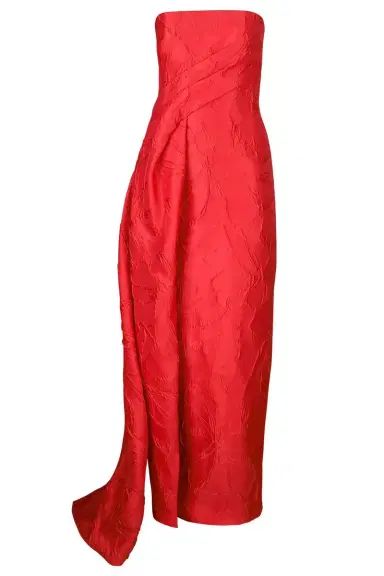 MONIQUE LHUILLIER Strapless Drape Train Gown | Thumbnail 1 MONIQUE LHUILLIER Strapless Drape Train Gown | Thumbnail 1