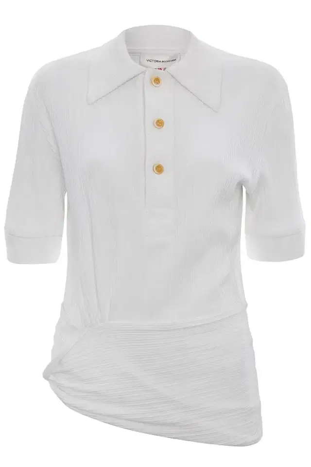 Victoria Beckham Twist Detail Polo Top - White