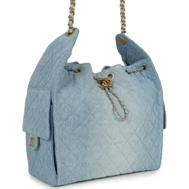 Chanel Chanel Medium 25 Hobo Bag Light Blue Washed Denim Antique Gold Hardware | Thumbnail 2 Chanel Chanel Medium 25 Hobo Bag Light Blue Washed Denim Antique Gold Hardware | Thumbnail 2
