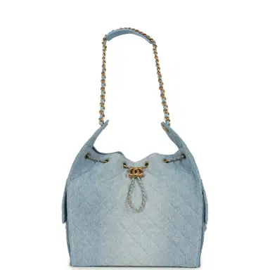 Chanel Chanel Medium 25 Hobo Bag Light Blue Washed Denim Antique Gold Hardware | Thumbnail 6 Chanel Chanel Medium 25 Hobo Bag Light Blue Washed Denim Antique Gold Hardware | Thumbnail 6