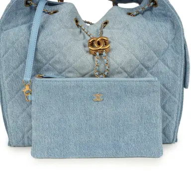 Chanel Chanel Medium 25 Hobo Bag Light Blue Washed Denim Antique Gold Hardware | Thumbnail 8 Chanel Chanel Medium 25 Hobo Bag Light Blue Washed Denim Antique Gold Hardware | Thumbnail 8
