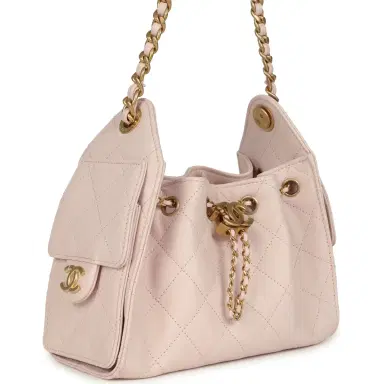 Chanel Chanel Mini 25 Hobo Bag Light Pink Caviar Antique Gold Hardware | Thumbnail 2