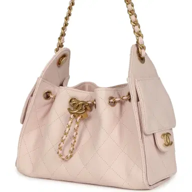 Chanel Chanel Mini 25 Hobo Bag Light Pink Caviar Antique Gold Hardware | Thumbnail 3