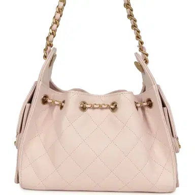 Chanel Chanel Mini 25 Hobo Bag Light Pink Caviar Antique Gold Hardware | Thumbnail 5