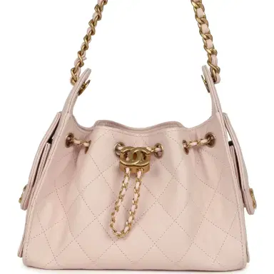 Chanel Chanel Mini 25 Hobo Bag Light Pink Caviar Antique Gold Hardware | Thumbnail 1