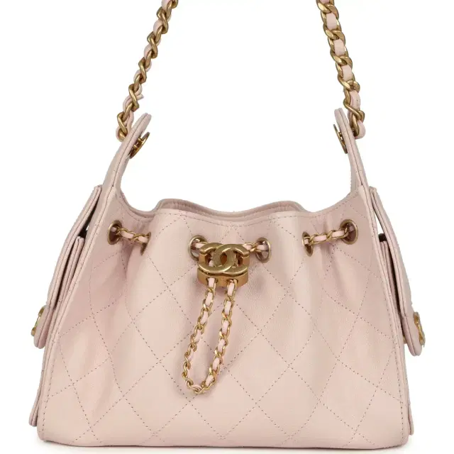 Chanel Chanel Mini 25 Hobo Bag Light Pink Caviar Antique Gold Hardware