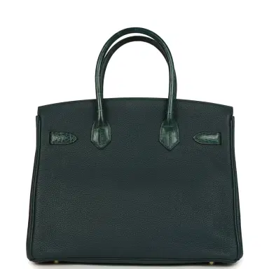HERMÈS Hermes Birkin 30 Vert Cypress Togo and Matte Alligator Touch Gold Hardware | Thumbnail 5 HERMÈS Hermes Birkin 30 Vert Cypress Togo and Matte Alligator Touch Gold Hardware | Thumbnail 5
