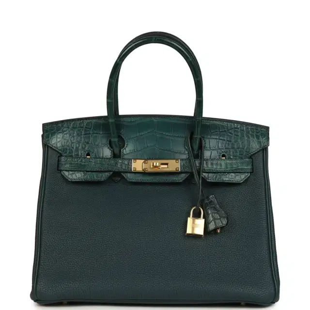 hermes Hermes Birkin 30 Vert Cypress Togo and Matte Alligator Touch Gold Hardware