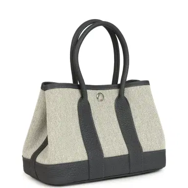 HERMÈS Hermes Garden Party Neo 23 Ardoise-Ecru Toile H Canvas and Ardoise Negonda Palladium Hardware | Thumbnail 2 HERMÈS Hermes Garden Party Neo 23 Ardoise-Ecru Toile H Canvas and Ardoise Negonda Palladium Hardware | Thumbnail 2