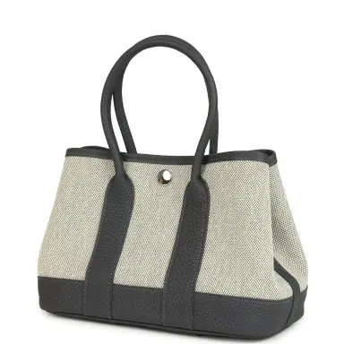 HERMÈS Hermes Garden Party Neo 23 Ardoise-Ecru Toile H Canvas and Ardoise Negonda Palladium Hardware | Thumbnail 3 HERMÈS Hermes Garden Party Neo 23 Ardoise-Ecru Toile H Canvas and Ardoise Negonda Palladium Hardware | Thumbnail 3