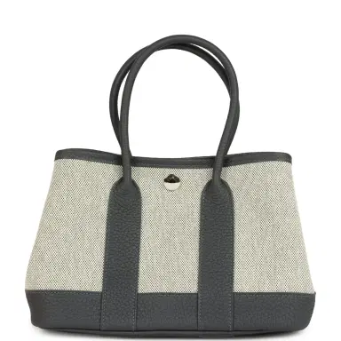 HERMÈS Hermes Garden Party Neo 23 Ardoise-Ecru Toile H Canvas and Ardoise Negonda Palladium Hardware | Thumbnail 5 HERMÈS Hermes Garden Party Neo 23 Ardoise-Ecru Toile H Canvas and Ardoise Negonda Palladium Hardware | Thumbnail 5