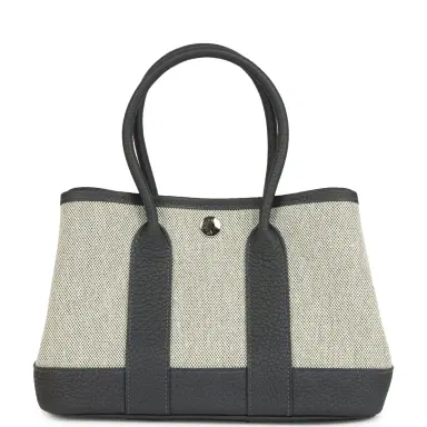 HERMÈS Hermes Garden Party Neo 23 Ardoise-Ecru Toile H Canvas and Ardoise Negonda Palladium Hardware | Thumbnail 1 HERMÈS Hermes Garden Party Neo 23 Ardoise-Ecru Toile H Canvas and Ardoise Negonda Palladium Hardware | Thumbnail 1