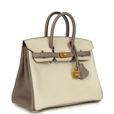 HERMÈS Hermes Special Order (HSS) Birkin 25 Craie and Gris Asphalte Epsom Brushed Palladium Hardware | Thumbnail 2 HERMÈS Hermes Special Order (HSS) Birkin 25 Craie and Gris Asphalte Epsom Brushed Palladium Hardware | Thumbnail 2