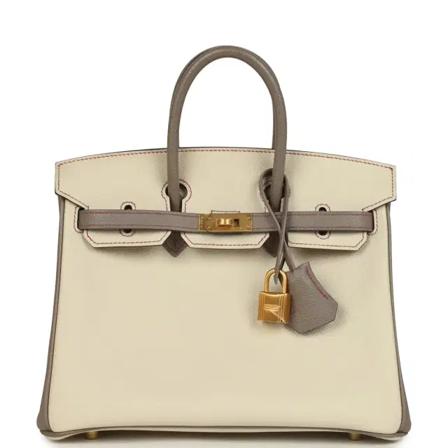 Hermes Special Order (HSS) Birkin 25 Craie and Gris Asphalte Epsom Brushed Palladium Hardware