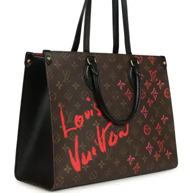 Louis Vuitton Louis Vuitton On The Go Fall In Love MM Tote Black, Red, Brown Monogram Gold Hardware | Thumbnail 2 Louis Vuitton Louis Vuitton On The Go Fall In Love MM Tote Black, Red, Brown Monogram Gold Hardware | Thumbnail 2