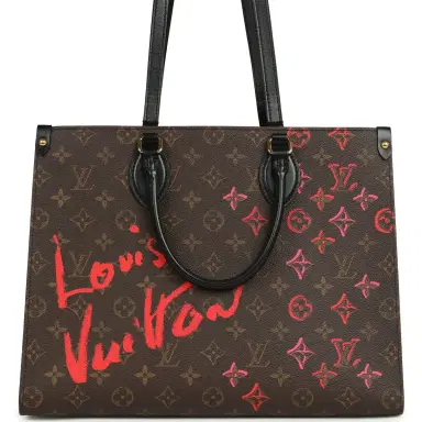 Louis Vuitton Louis Vuitton On The Go Fall In Love MM Tote Black, Red, Brown Monogram Gold Hardware | Thumbnail 1 Louis Vuitton Louis Vuitton On The Go Fall In Love MM Tote Black, Red, Brown Monogram Gold Hardware | Thumbnail 1