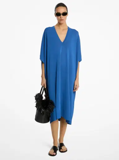 Michael Kors Collection Stretch Viscose V-Neck Caftan in | Thumbnail 4