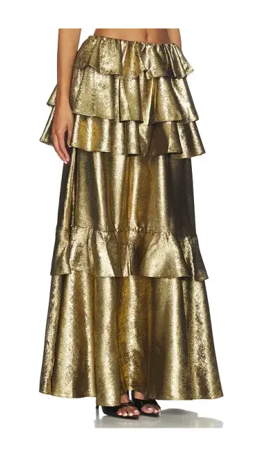 Aknvas Vilhelmine Gold Tiered Skirt | Thumbnail 2 Aknvas Vilhelmine Gold Tiered Skirt | Thumbnail 2