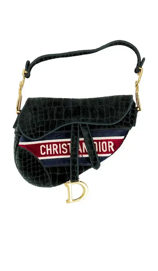 Dior Velvet Crocodile Effect Saddle Bag